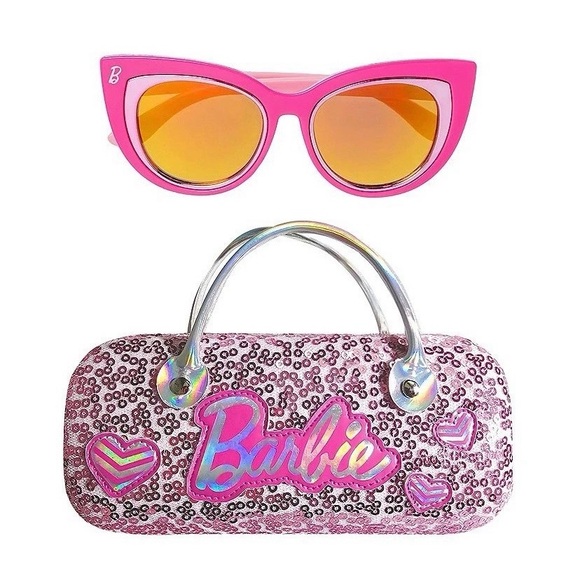 Girls Barbie® 2-Piece Pink Cat Eye Sunglasses & Hard Carrying Case Set | NWT - Picture 1 of 2